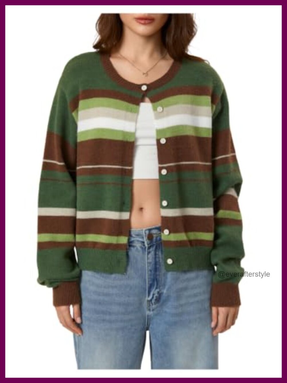 Women's Striped Long Sleeve Button Down Knit Cardigan Sweater